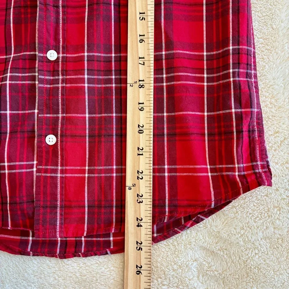 The Children’s Place Boys Red Plaid Buttoned Boy’s Shirt Size 14 XL Long Sleeve